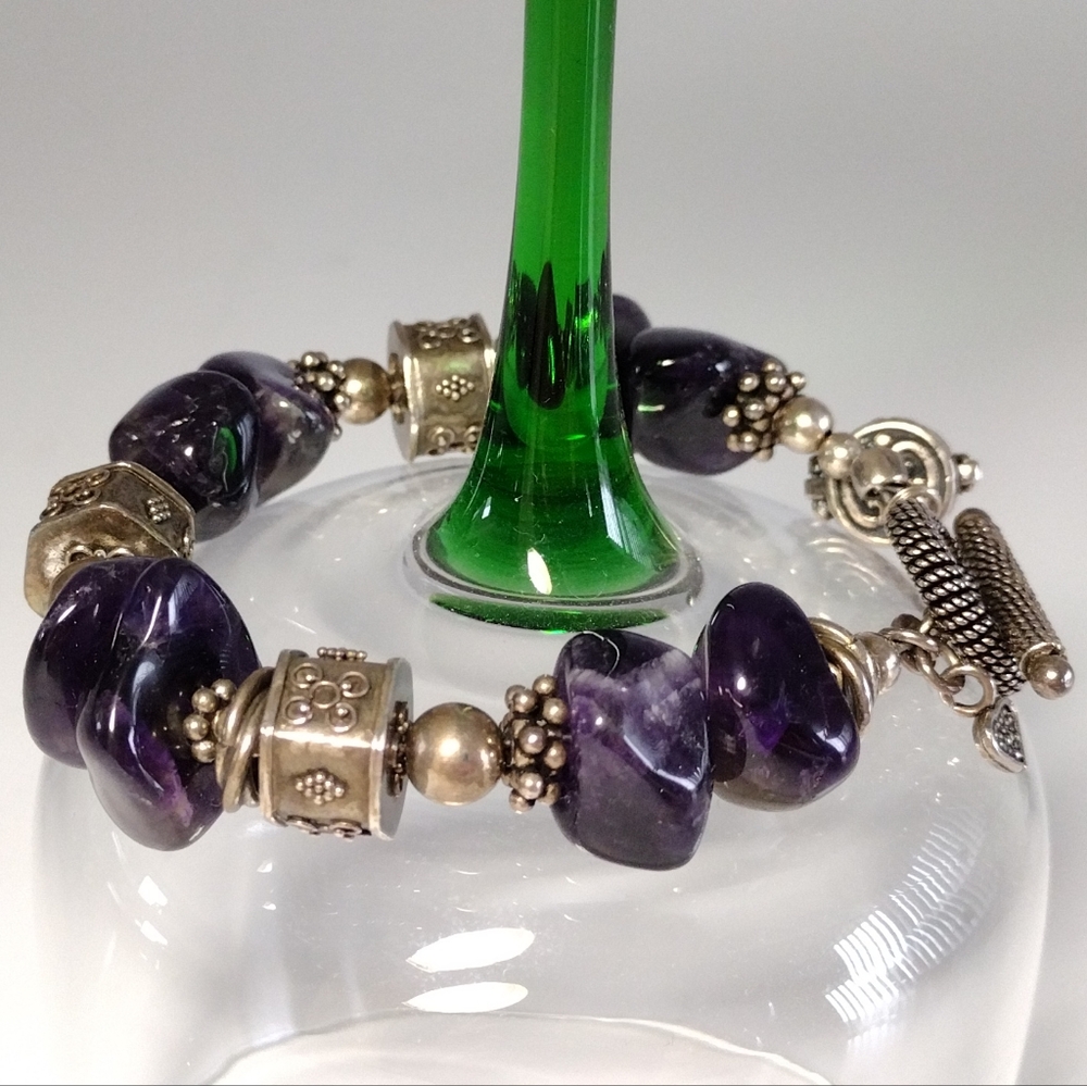 Bead Chicks Chunky Amethyst Sterling Silver Beaded Bracelet